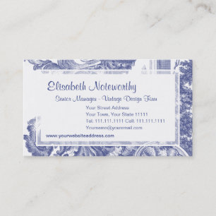 Tarjeta De Visita Toile barroco francés azul elegante