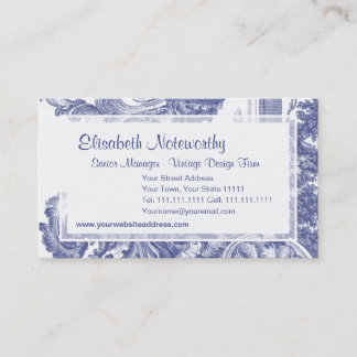 Tarjeta De Visita Toile barroco francés azul elegante