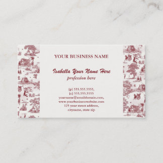 Tarjeta De Visita Toile De Jouy - tarde del vintage