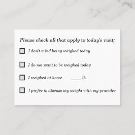 Tarjeta De Visita Toma de decisiones compartida para Weigh-Ins