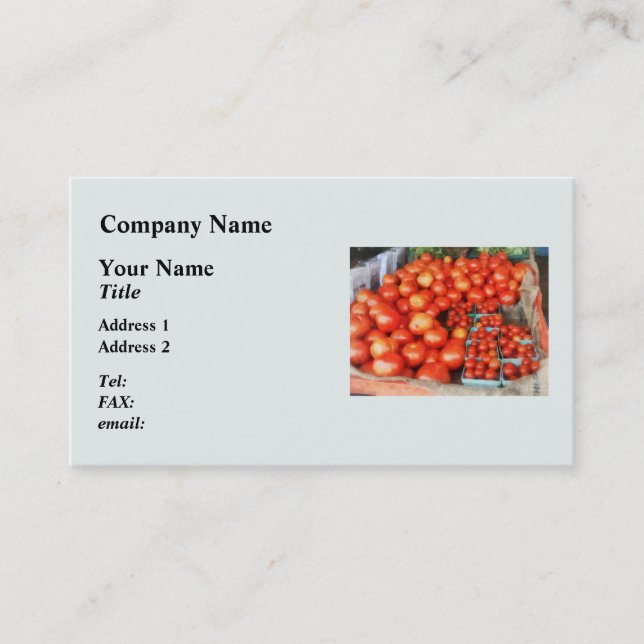Tarjeta De Visita Tomates En Venta (Anverso)