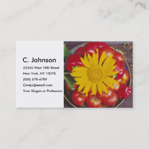 Tarjeta De Visita Tomates, Pepper Rojo, Girasol - Verduras mezcladas