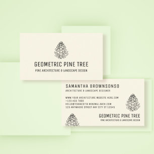 Tarjeta De Visita Tono de la Tierra Beige Árbol Forestal Cono de Pin