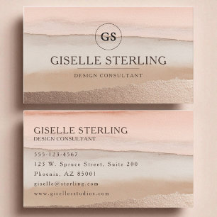 Tarjeta De Visita Tono de la Tierra Monograma Boho Terracotta Waterc