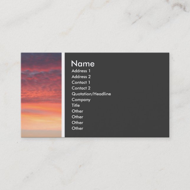 Tarjeta De Visita Tono de textura (atardecer) (Anverso)