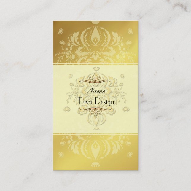 Tarjeta De Visita Tono dorado en tono Damask BusinessCard (Anverso)