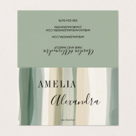 Tarjeta De Visita Tono terroso Script Retro Boho Líneas Onduladas Ab