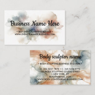 Tarjeta De Visita Tono Tierra Beige Azul Ombre