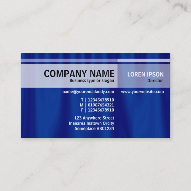 Tarjeta De Visita Tonos alternos - cortina azul (Anverso)