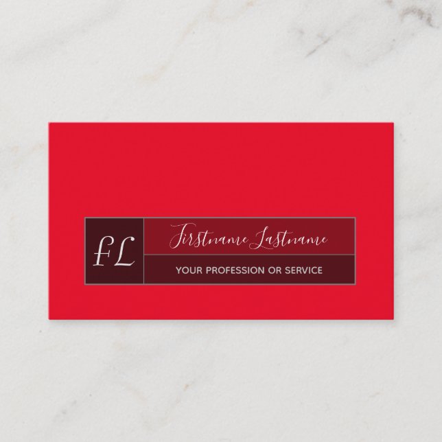 Tarjeta De Visita Tonos de berry caligrafía rectángulo gris monogram (Anverso)