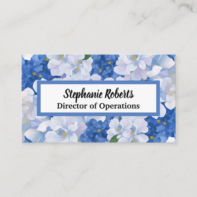 Tarjeta De Visita Tonos de flores azules (Anverso)