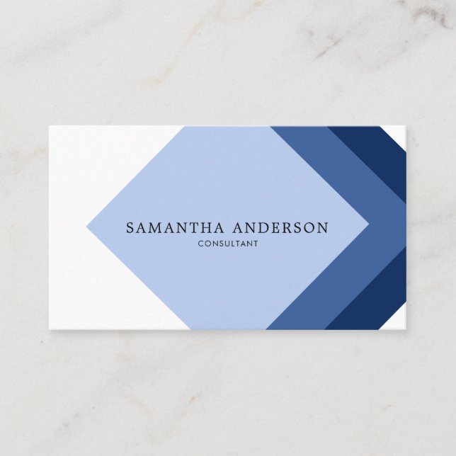 Tarjeta De Visita Tonos de los diamantes azules Simple Moderno (Anverso)