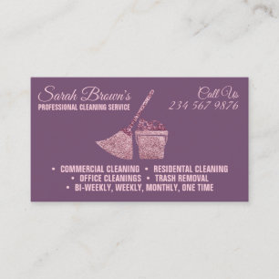 Tarjeta De Visita Tonos Purpura Limpieza Ama de Llave Janitorial bri