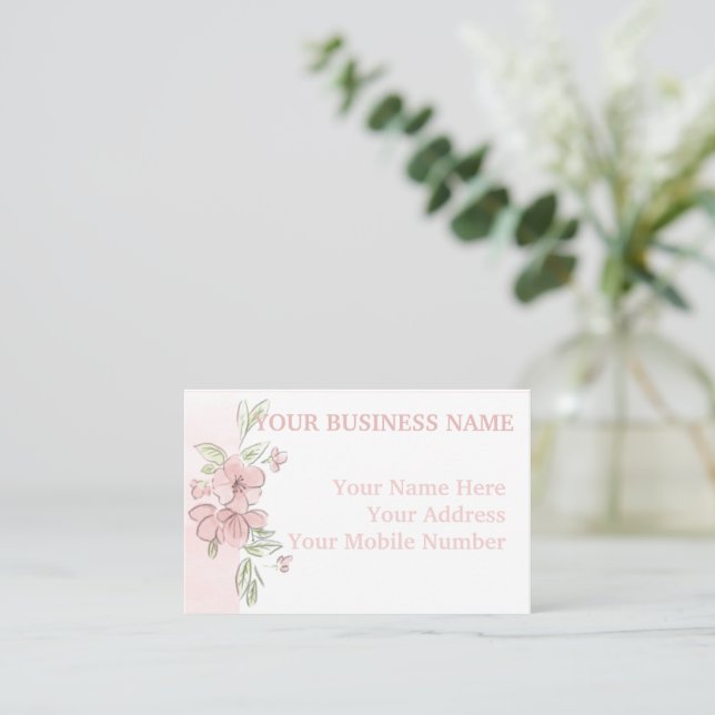 Tarjeta De Visita Tonos rosas Florales acuáticas (Anverso de pie)