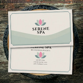Tarjeta De Visita Tonos Verdes Flor de Loto - Salón Spa