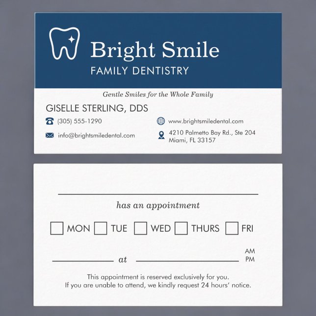 Tarjeta De Visita Tooth Icon Dental Appointment Reminder (Subido por el creador)