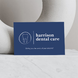 Tarjeta De Visita Tooth Sketch Logo Dentista azul