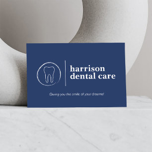 Tarjeta De Visita Tooth Sketch Logo Dentista azul