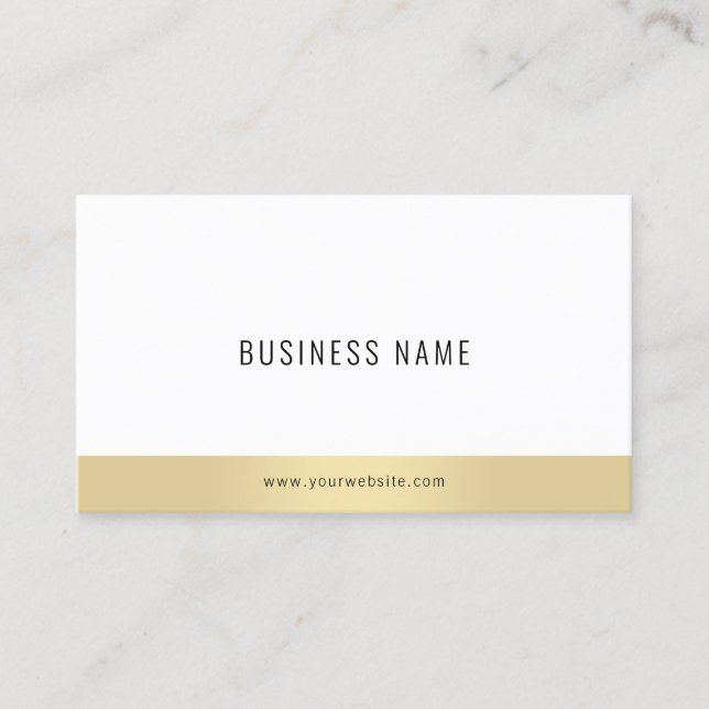 Tarjeta De Visita Top del profesional Simple Elegant Gold White (Anverso)