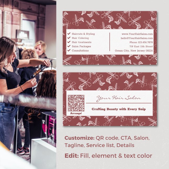 Tarjeta De Visita Topacio Profesional y Salón De Pelo Rosa (Professional Smoky Topaz & Pink Hair Salon Business Card)