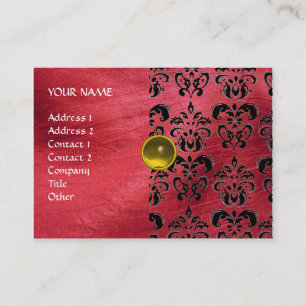 Tarjeta De Visita TOPAZ AMARILLO LUNES, SEDA ROJA del DAMASCO,