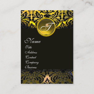 TARJETA DE VISITA TOPAZIO NEGRO AMARILLO ORO DAMASCO MONOGRAMA