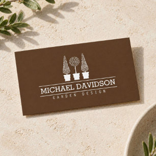 Tarjeta De Visita Topiary Trio Jardinero Paisajismo Marrón