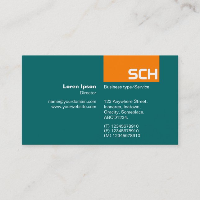 Tarjeta De Visita TopTag - Naranja en verde mosca (Anverso)