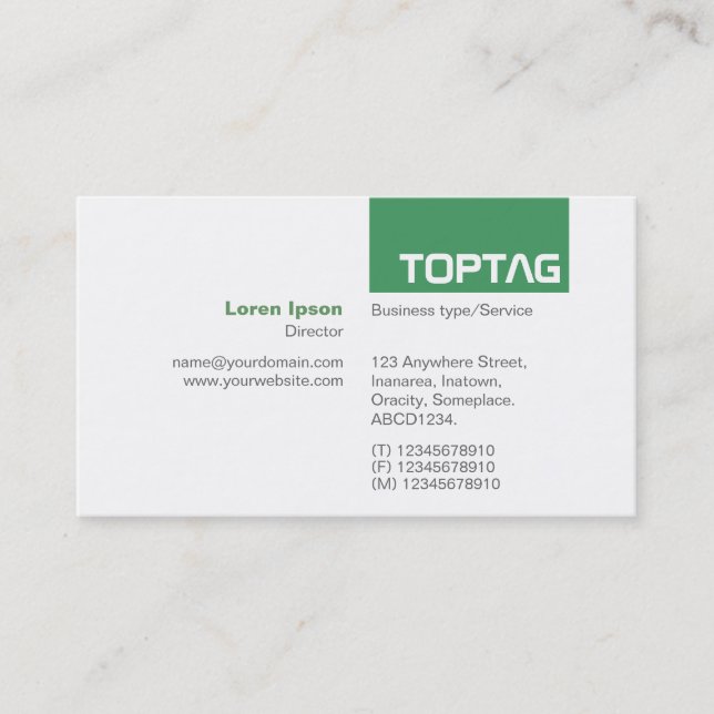 Tarjeta De Visita TopTag v2 - Verde Ejército (Anverso)
