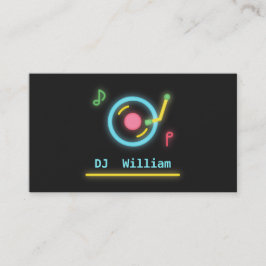 Tarjeta De Visita Torno de DJ Luces de Neón Falsas