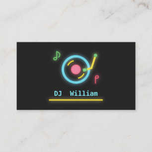 Tarjeta De Visita Torno de DJ Luces de Neón Falsas