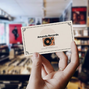 Tarjeta De Visita Torno de vinilo retro