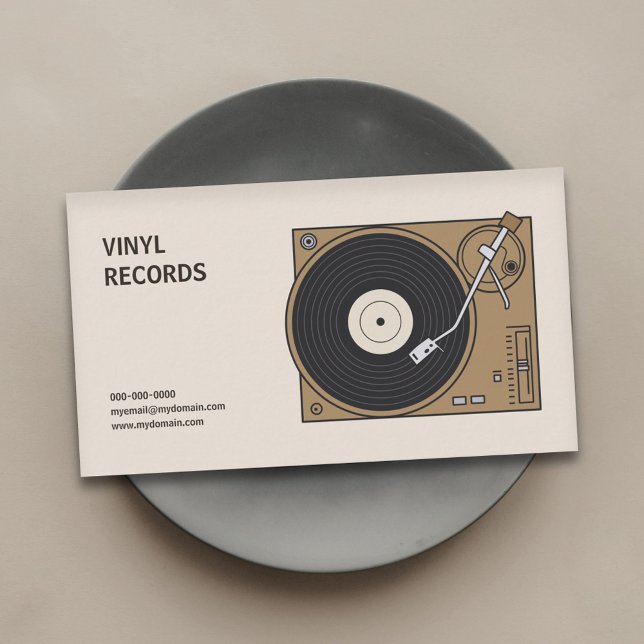 Tarjeta De Visita Torno de vinilo vintage (Vintage Vinyl Record Turntable Business Card)