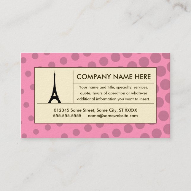 Tarjeta De Visita torre de halftone eiffel (Anverso)