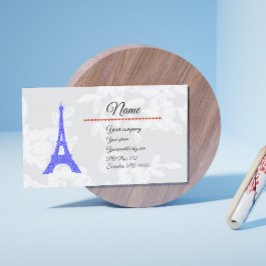 Tarjeta De Visita Torre Eiffel Azul Real en Lace