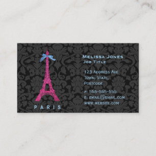 Tarjeta De Visita Torre Eiffel de las rosas fuertes en falso