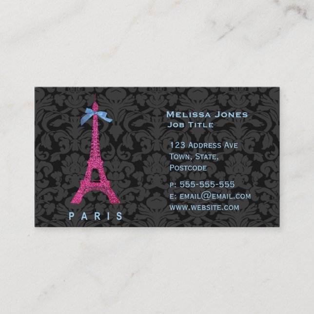 Tarjeta De Visita Torre Eiffel de las rosas fuertes en falso (Anverso)
