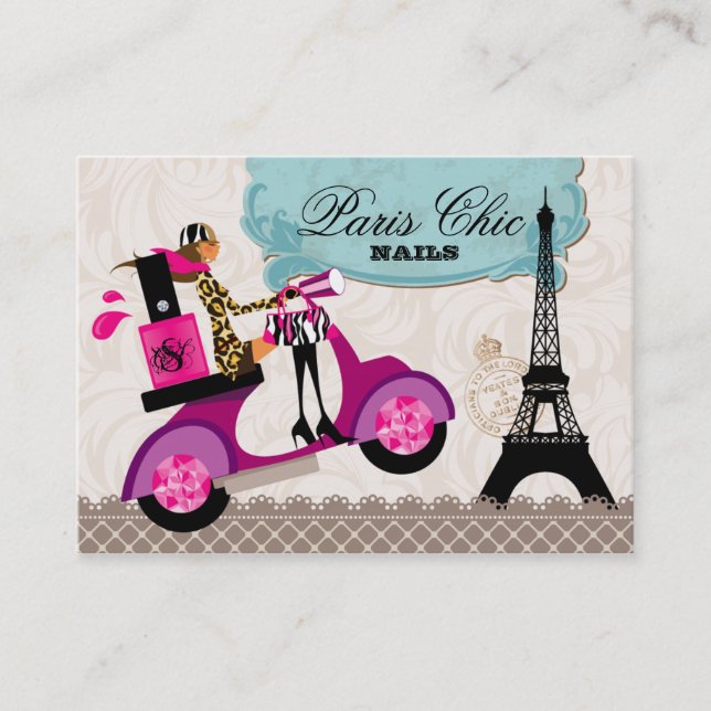 Tarjeta De Visita Torre Eiffel de París de la vespa del salón del (Anverso)