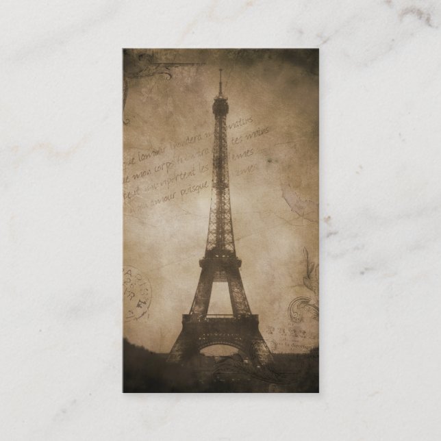 Tarjeta De Visita torre Eiffel del vintage (Anverso)