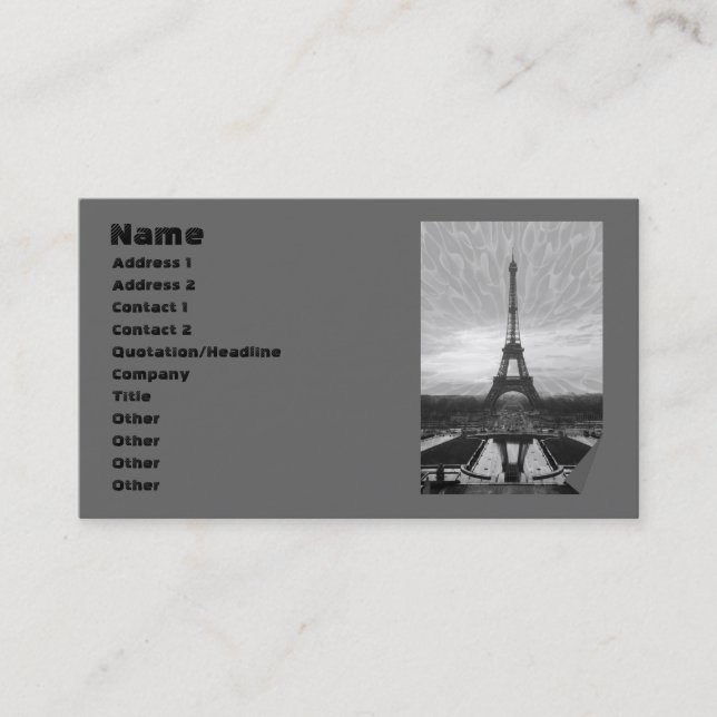Tarjeta De Visita Torre Eiffel, plantilla (Anverso)