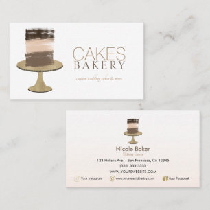 Tarjeta De Visita Torta De 3 Capas Pastelería De Boda Rústica Modern