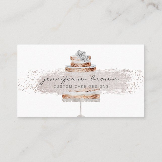 Tarjeta De Visita Torta de boda Boho Chic con brillo (Anverso)