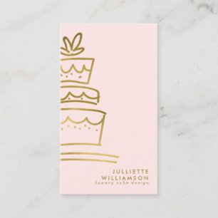 Tarjeta De Visita Torta de Boda de mano para tomar Rubor y oro