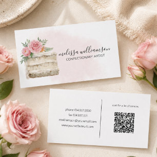 Tarjeta De Visita Torta de Boda Minimalista con Código QR