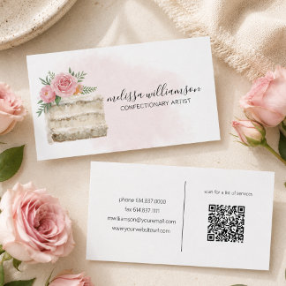 Tarjeta De Visita Torta de Boda Minimalista con Código QR