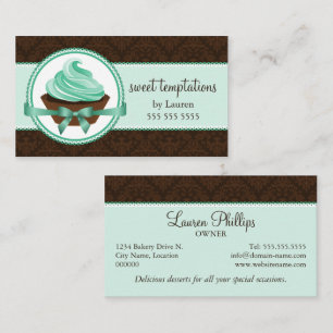 Tarjeta De Visita Torta de costura y panadería Damask