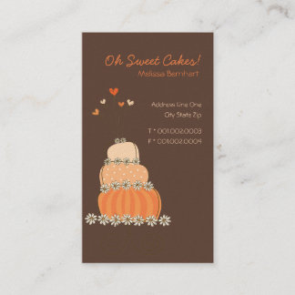 Tarjeta De Visita Torta de cumpleaños anaranjada de la boda del