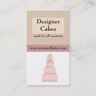 Tarjeta De Visita Torta De Diseñador Rosa Elegante