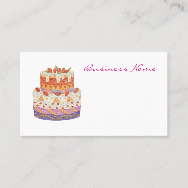Tarjeta De Visita Torta de dos niveles de fresa (Anverso)