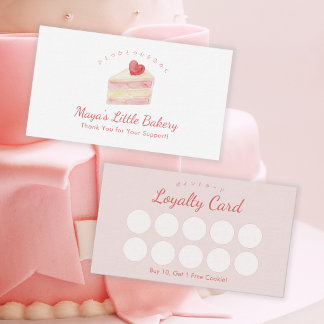 Tarjeta De Visita Torta De Pastelería De Corazón De Acuarela